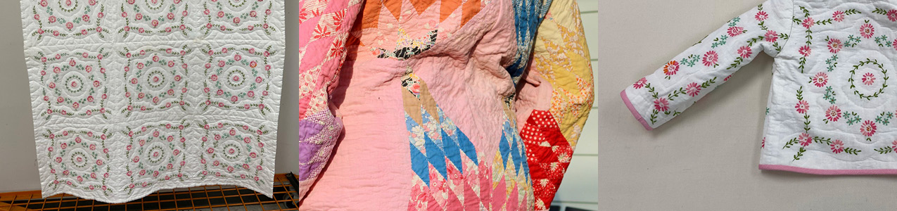 Repurposed quilts into clothing